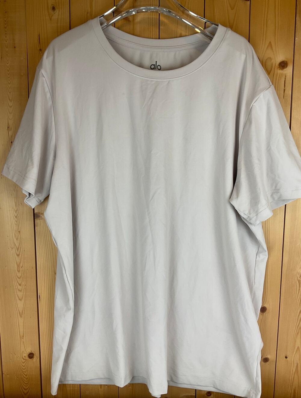 Alo Yoga Conquer Reform Men's Crew Neck T-Shirt XL Beige Short Sleeve